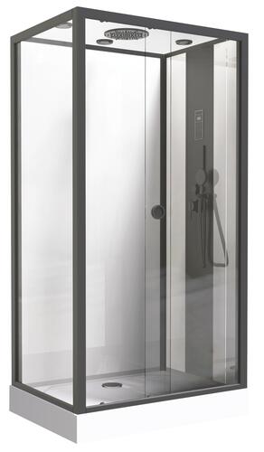 Cabine de douche accès de face 80x120cm avec toit haut parleur